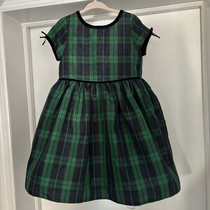 Green and Navy Plaid Holiday Dress with Velvet Trim Size 4T